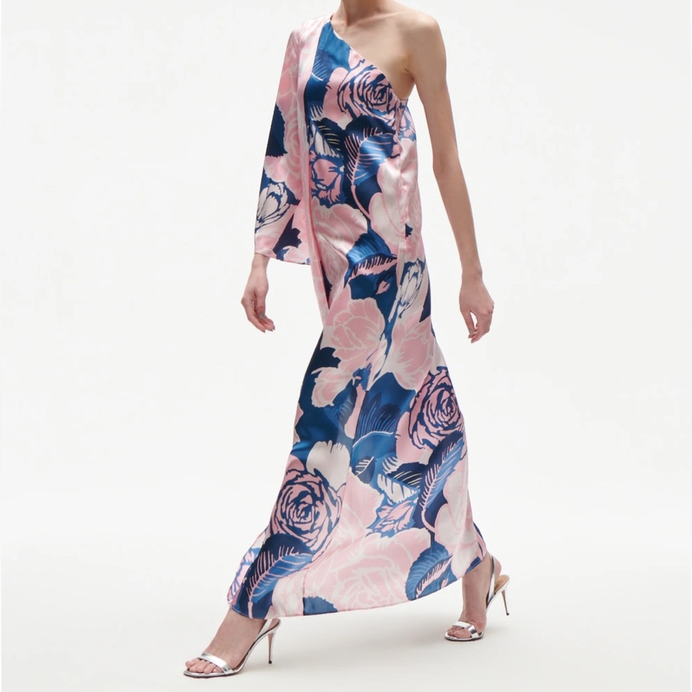 Figue Greta Floral-Print One-Shoulder Slit-Hem Silk Maxi Dress - Picture 5 of 16